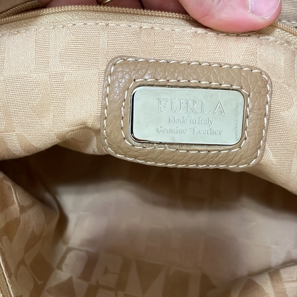 FURLA Made in Italy genuine leather pebbled mini tote beige - Picture 9 of 14